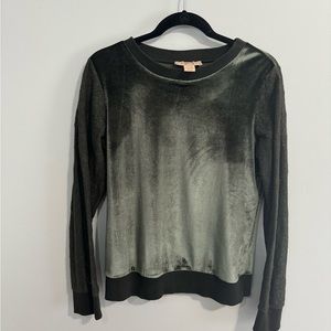 Anthropologie Kyra Green Velvet and Lace Top S